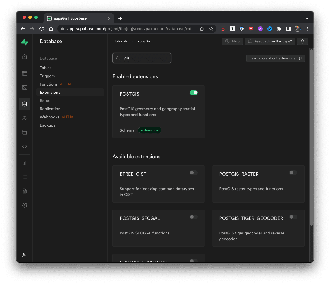 Supabase extensions